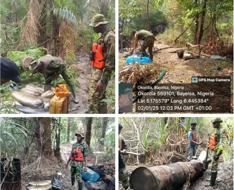 Army Destroys 21 Illegal Refineries And Confiscates 190,000 litres Of Stolen Products In Niger Delta (Photos)