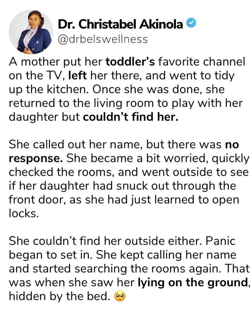 Nigerian Doctor Shares Sad Story Of How A Mum Found Her Baby Dead After The Little Girl Put A Charger Connected To Power Into Her Mouth