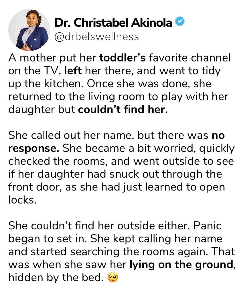 Nigerian Doctor Shares Sad Story Of How A Mum Found Her Baby Dead After The Little Girl Put A Charger Connected To Power Into Her Mouth