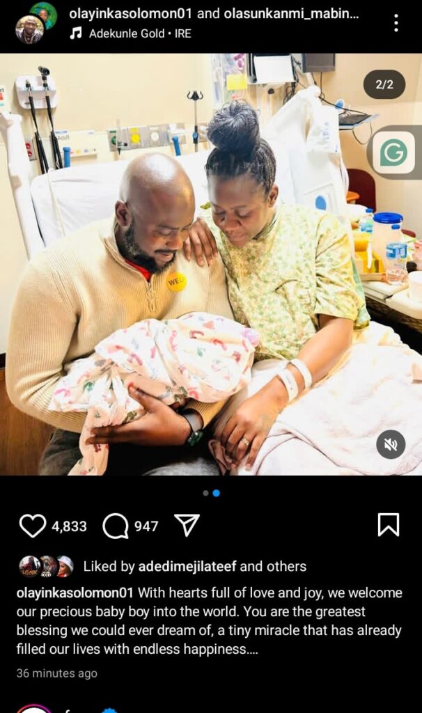 Our Baby Is Here – Actress Olayinka Solomon And Husband Welcome Child in US