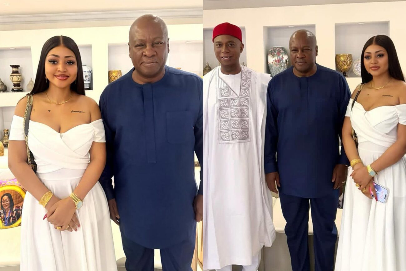 Regina Daniels Slammed For Exposing Her Cleavage As She Meets With the President of Ghana