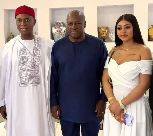 Regina Daniels Sends Message to the People of Ghana as She Poses With Their New President