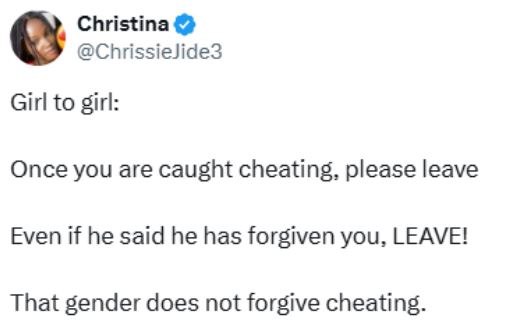 Once You Are Caught Cheating, Leave The Relationship Even If He Says He Has Forgiven You