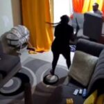 CCTV Captures Moment A Dance Between A Kenyan Couple And Their Children Turns Violent As Wife Pulls Knife And Attacks Husband (Video)