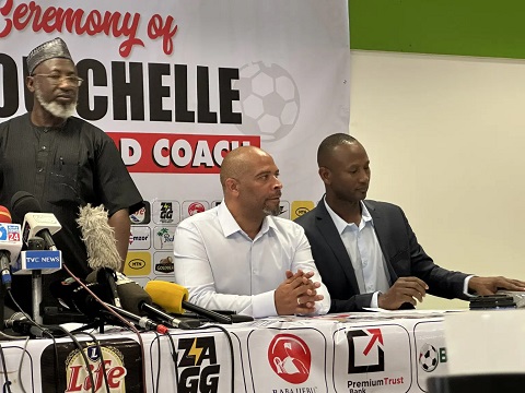 NFF Unveils Eric Chelle in Abuja (Photo)