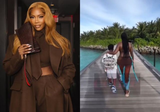 Tiwa Savage Under Fire Ovee Bikini Outfit During Vacation With Son