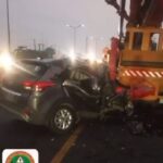 Vehicle Wrecked After Collision With Crane In Lagos (Video)