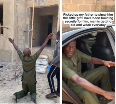 Nigerian Man Bursts Into Thanksgiving As His Son Gifts Him A House (Video)