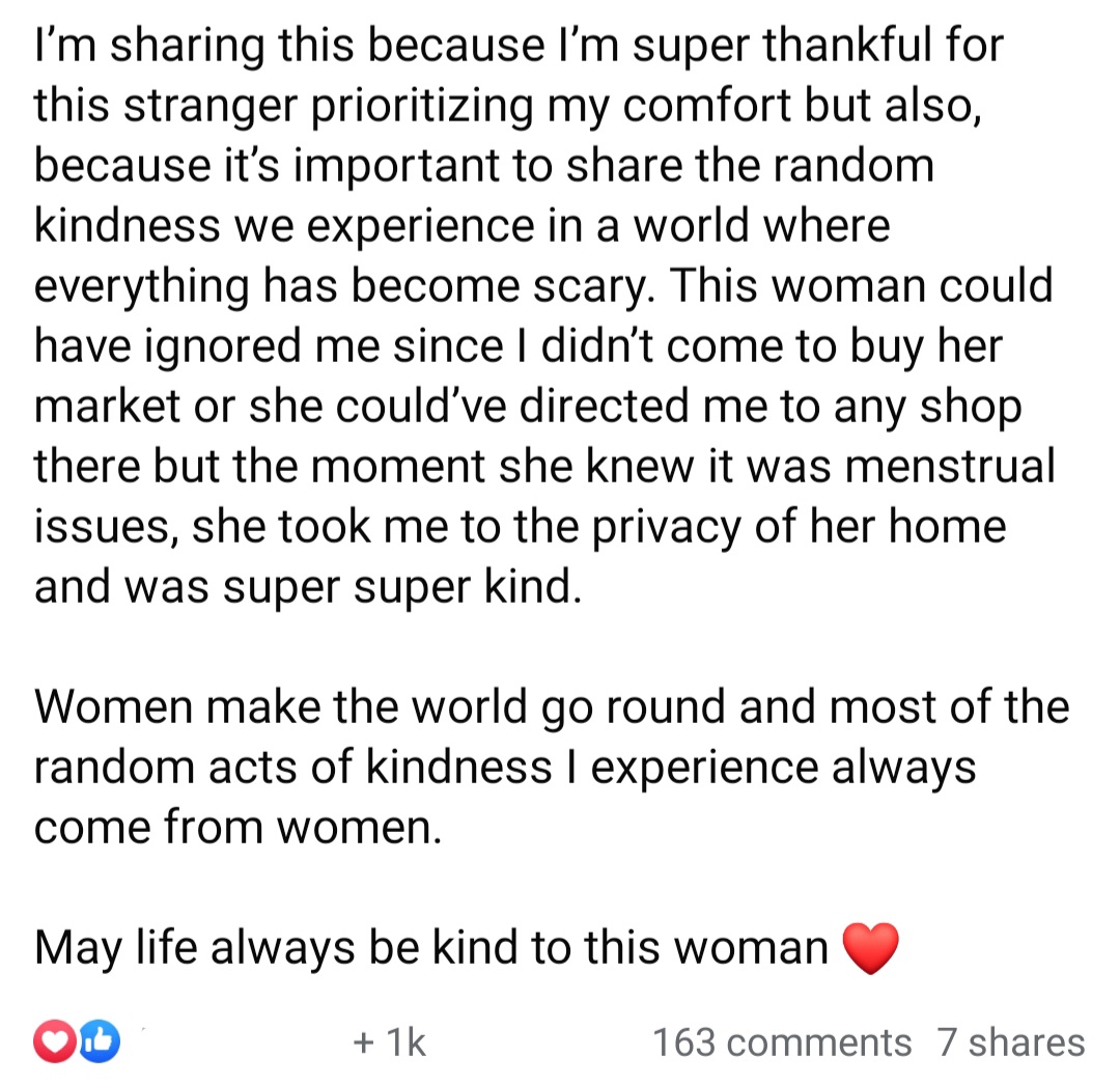 Woman Shares Act Of Kindness Shown To Her By A Banana Seller When She Was Travelling And Needed A Restroom