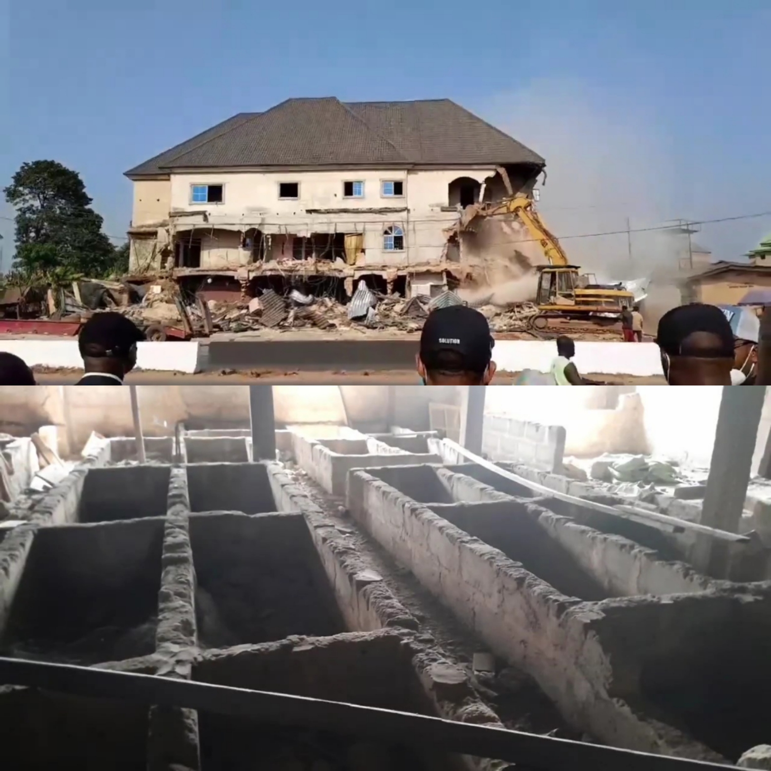 Anambra Government Demolishes Kidnappers’ Den Disguised As Hotel; Uncover Over 30 Graves (Video)