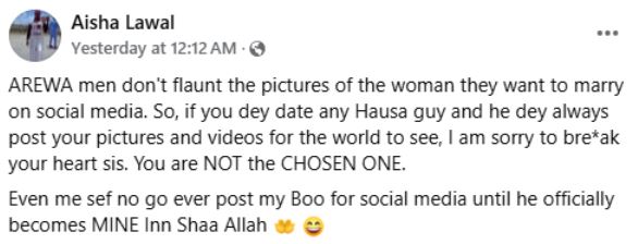 If You Are Dating A Hausa Man And He Posts Your Pictures On Social Media, You Are Not The Chosen One