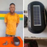 Suspected Hoodlum Arrested In Lagos With Pistol And 13 Rounds Of Live Ammunition Concealed Inside MP3 Radio