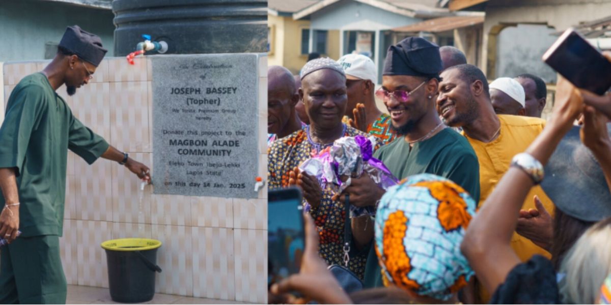 BBNaija Topher Hailed As He Digs, Commissions Borehole for Lagos Community