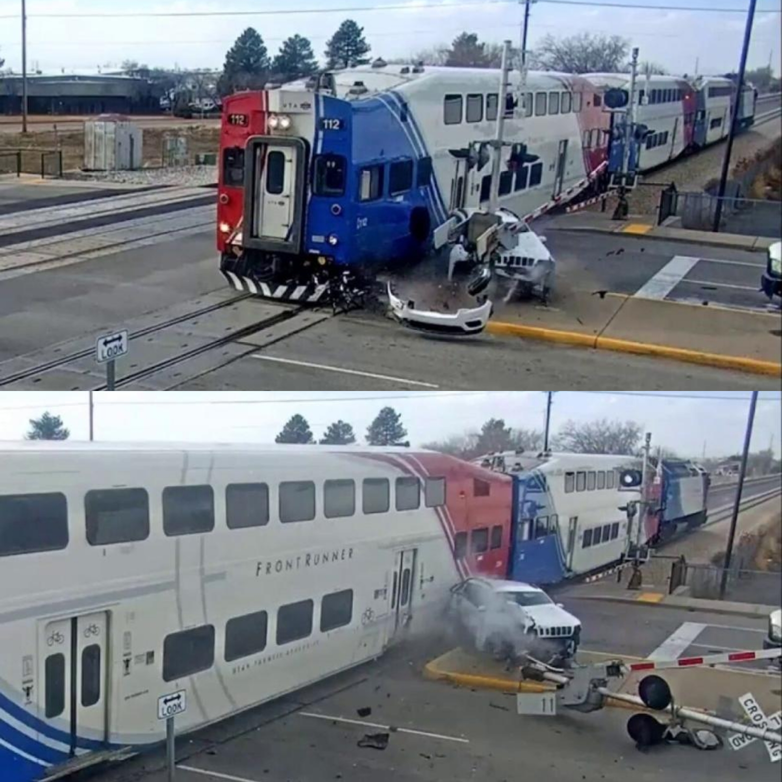 The Moment A Man Exited His Car Just Before Train Rammed Into It In Heart Stopping Video