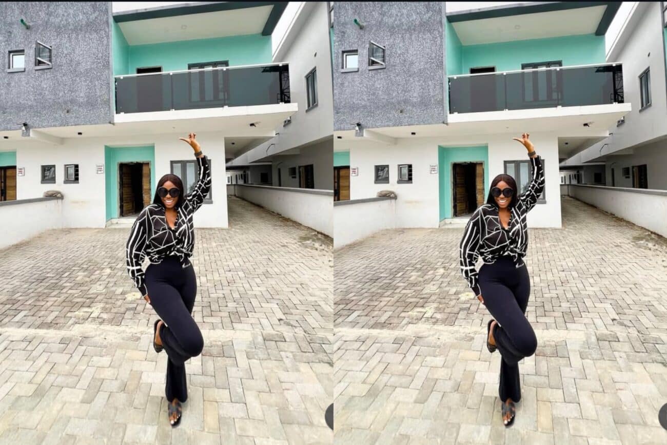 Bolaji Ogunmola Celebrates After Finishing Her Mansion, Begs Fans to Support With Money to Furnish It