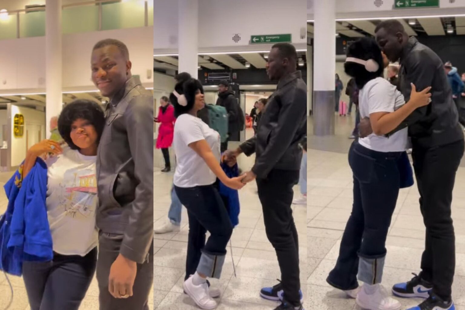 BBNaija Queen Atang And Husband Hug And Kiss While Saying Goodbye