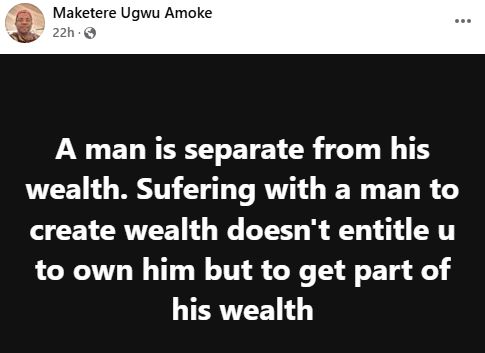 A Woman Who Was With A Man When He Had Nothing Shouldn’t Expect Him To Marry Only Her When He Makes Money