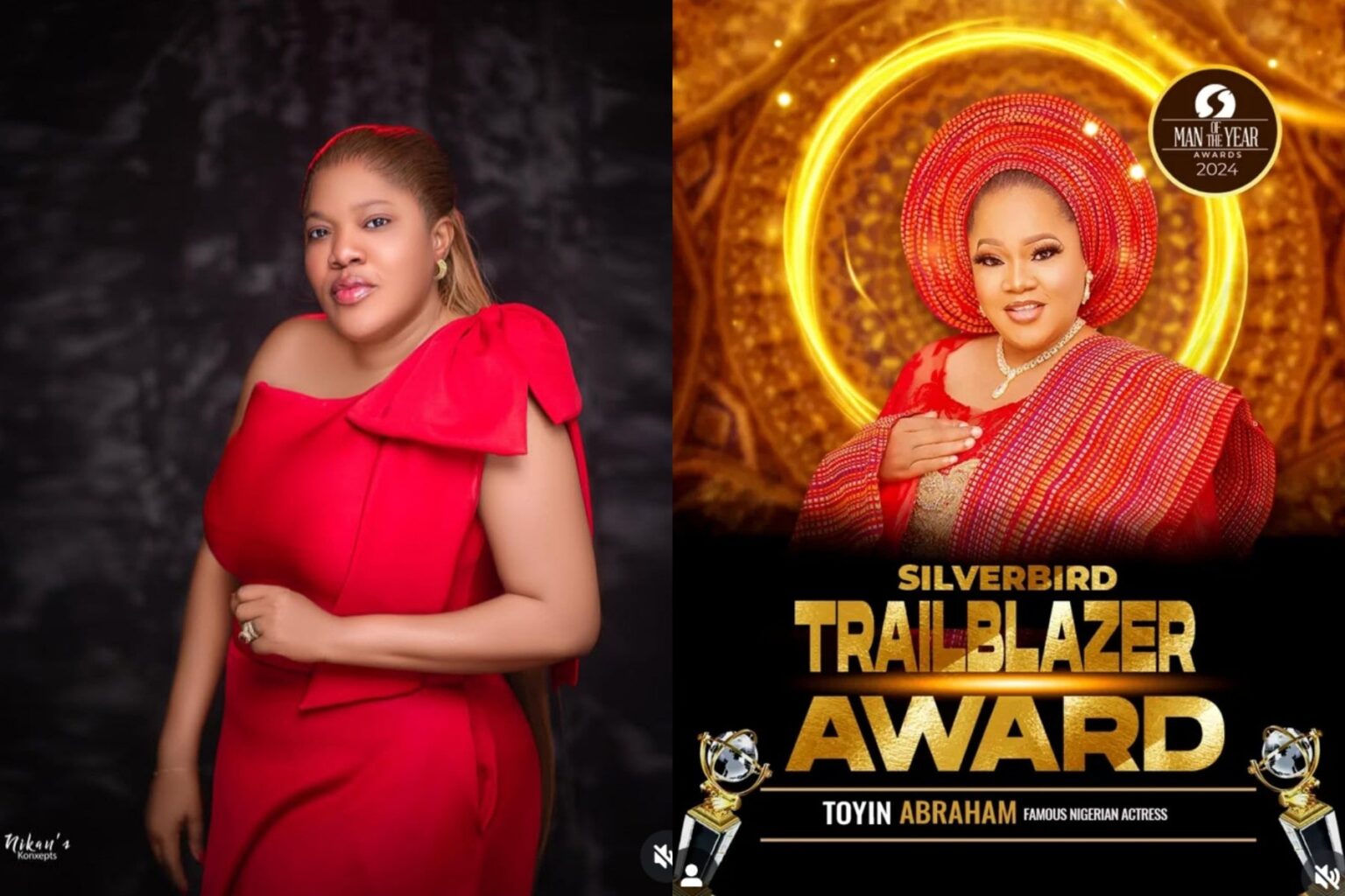 Toyin Abraham Reacts As Silverbird Honours Her With Trailblazer Award